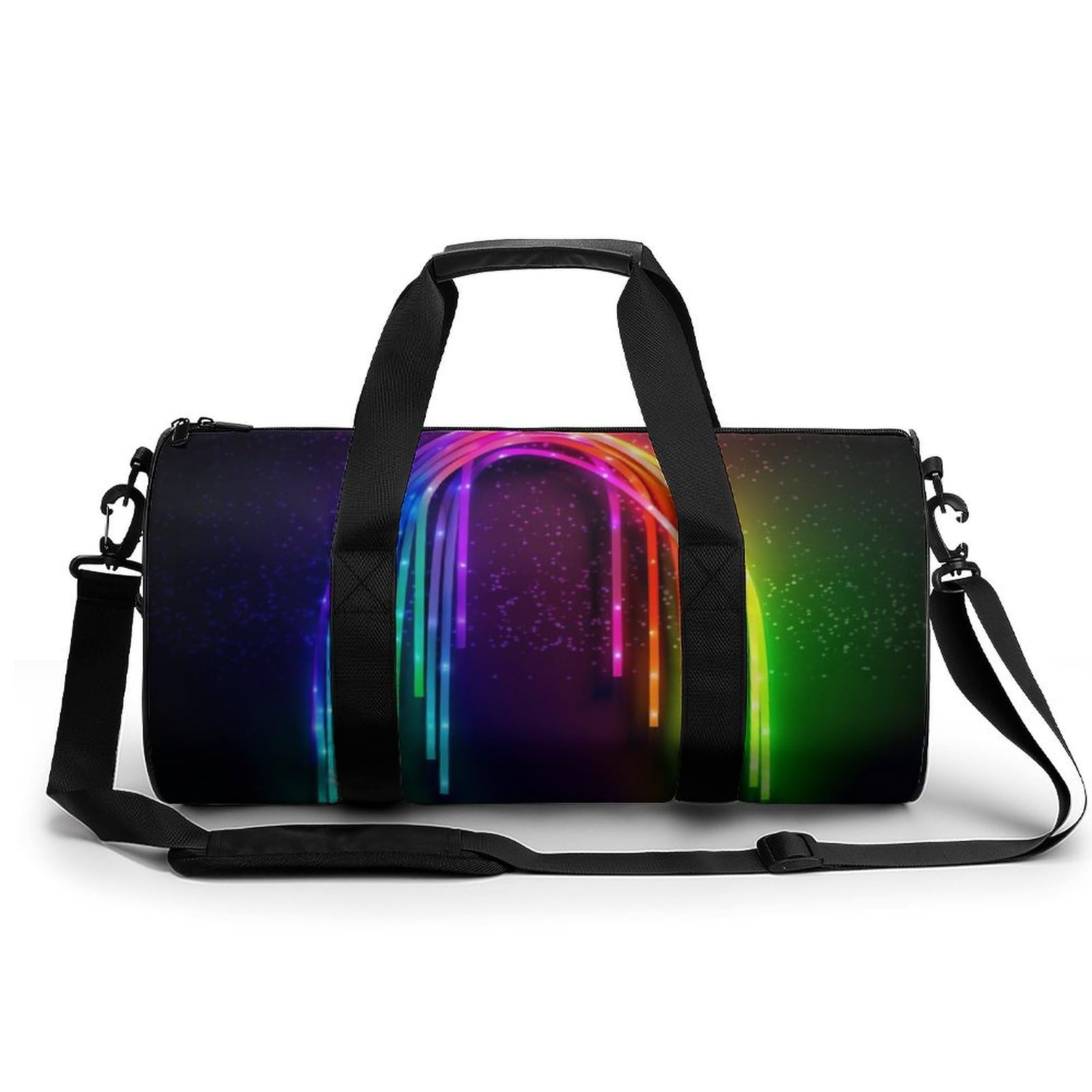 Gym Bag Rainbow Neon Duffel Bag for Men Women Overnight Bag with Shoe Compartment Workout Bags