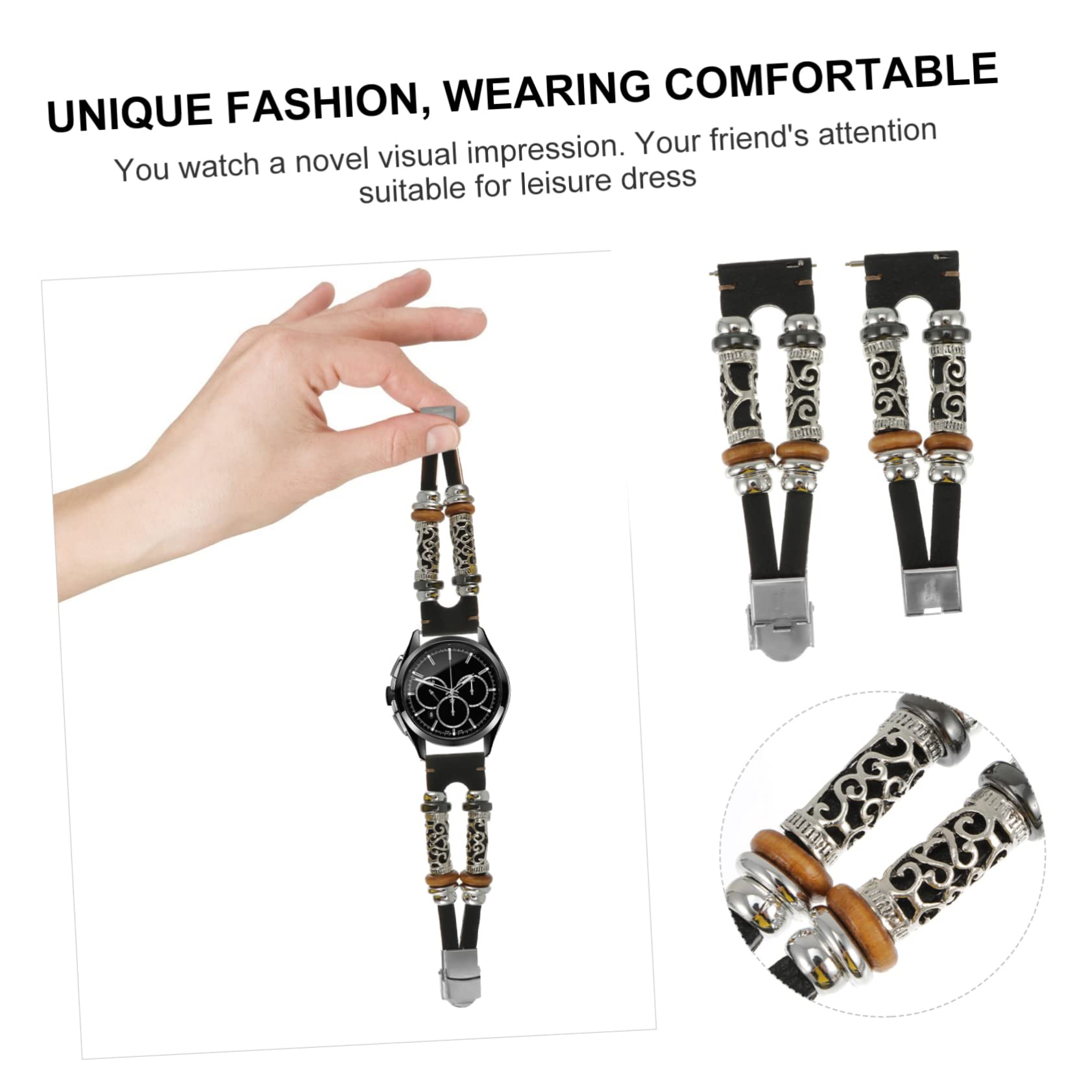 Amosfun 2 Stk Gurt Armbänder für Männer armkette damen Armband Uhr 3 Band 45mm Smartwatch Vintage-Accessoires intelligente Uhrenarmbänder Lederarmbänder Anschauen Zubehör Mann