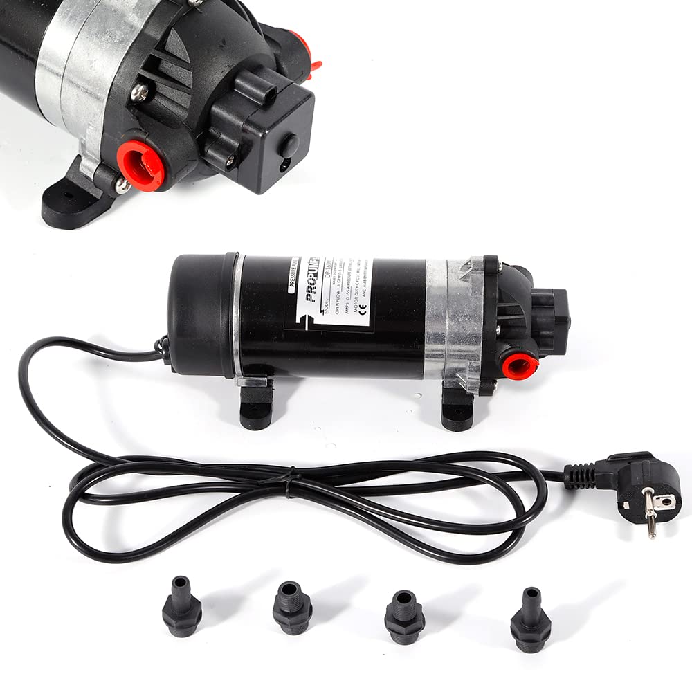 Bomba de diafragma 220 V DP-160M de alta presión con membrana de alta presión, bomba de aspersión autocebante, 5,1 – 5,5 L/min para tratamiento de agua, máquina de filtro, dosificación química y