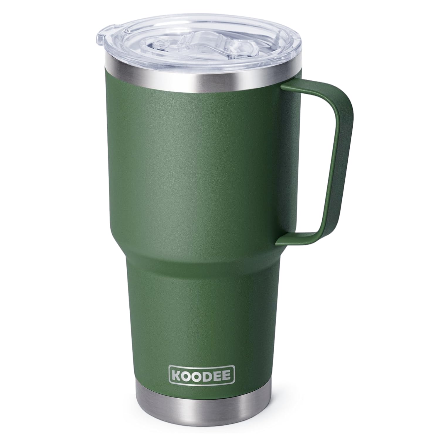 koodee Tumbler with Handle, 30 oz Stainless Steel Double Wall Insulated Tumblers with Lid and Straw Coffee Tumbler for Men and Women (Grass Green)