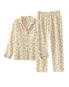 Amazon.com: codcm Womens Cotton Pajama Set Floral Print Pj