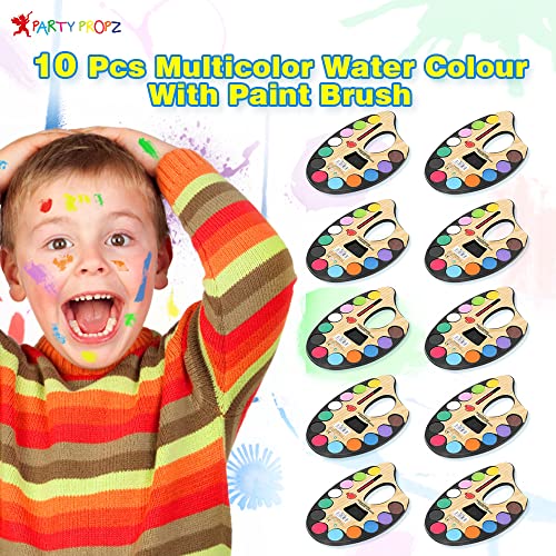 Image of Party Propz water color paint set - 10 Pcs Multicolor Watercolor with Paints Brush | return gifts for birthday party | water color paint set | water colors for kids | Return Gift for Kids Birthday