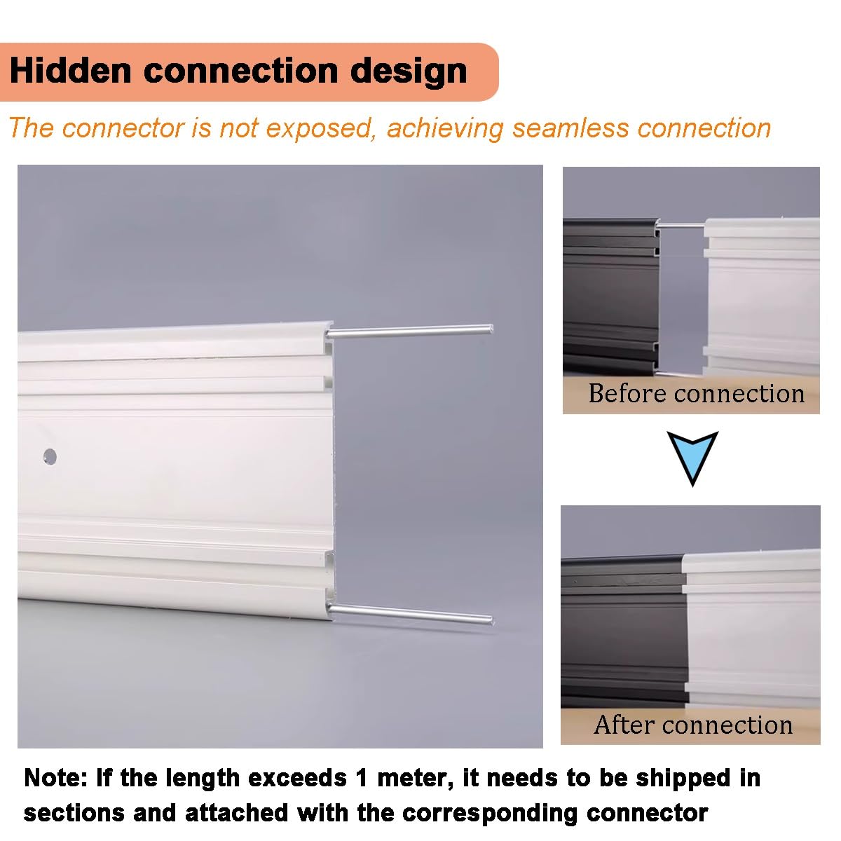Sistema de riel divisor de habitación resistente montado en el techo, riel deslizante de aluminio de 1,30 m para balcones y espacios abiertos, funcionamiento silencioso (negro)