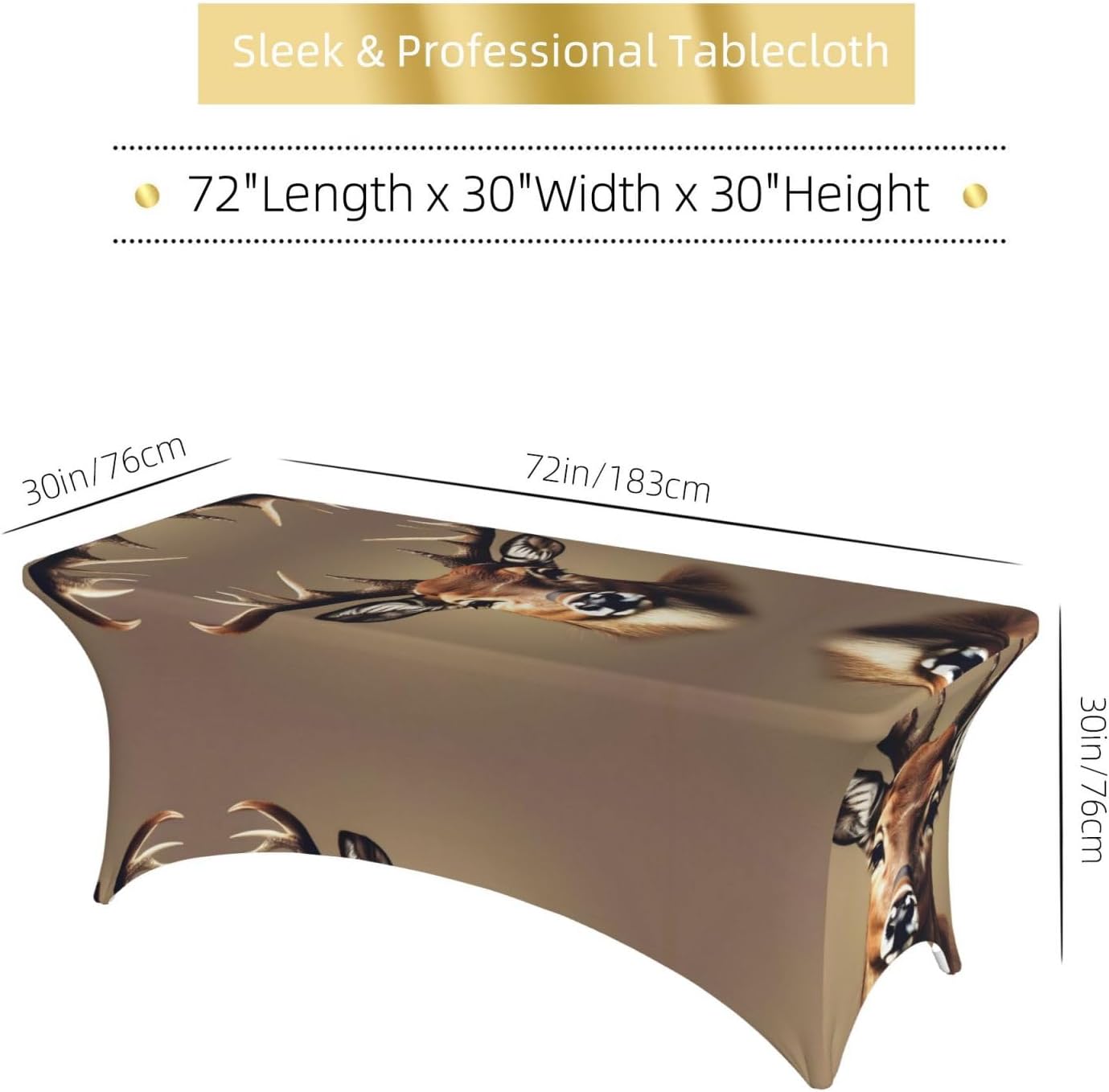 Deer Head Printing Print Table Cover Rectangular Tablecloth for 6-Foot Tables for Wedding Banquets Outdoor