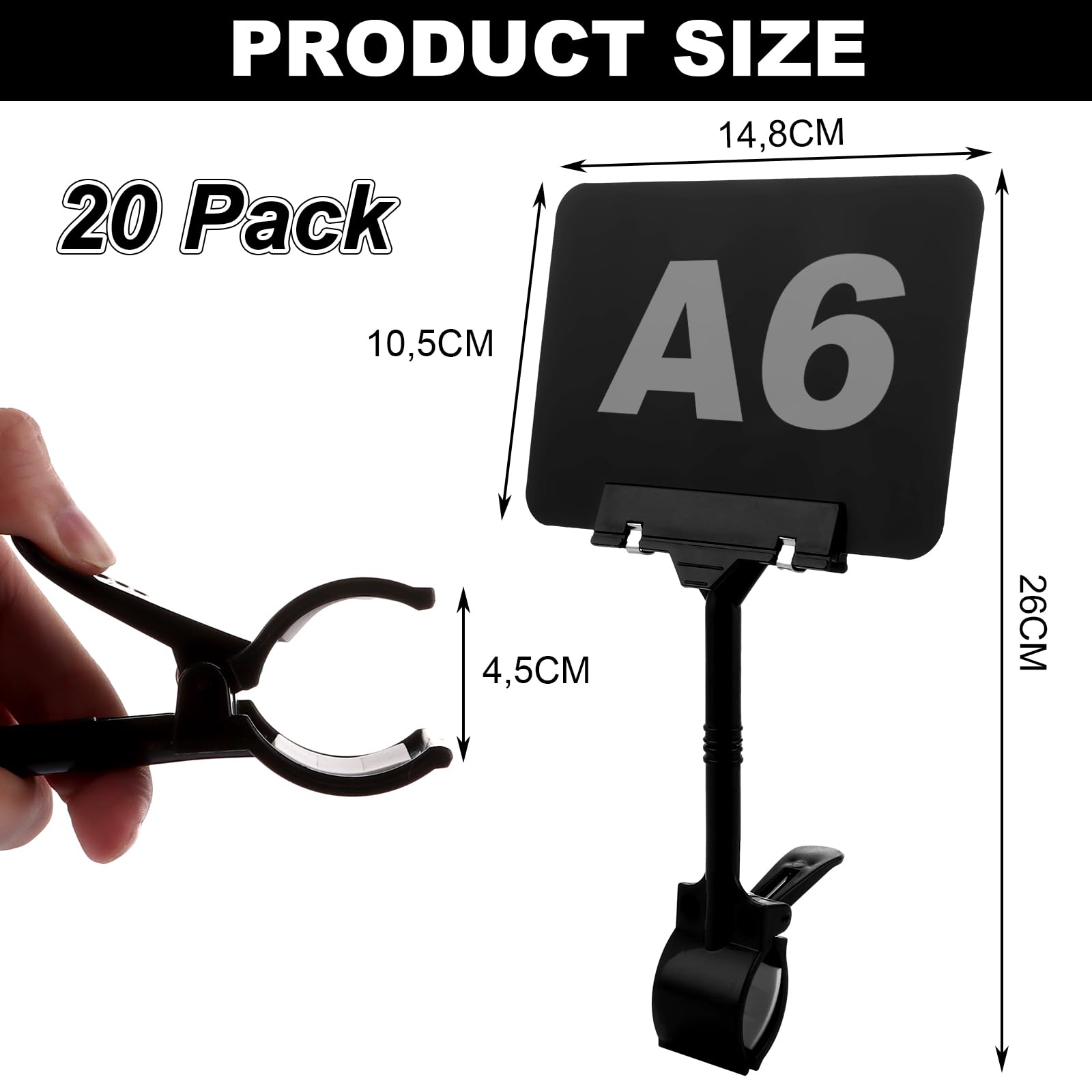 CYEER Lot de 20 Support Etiquette Prix 10 x 15 cm, A6 Porte Etiquette Pour Marché de Produits, Centre Commercial, Supermarché