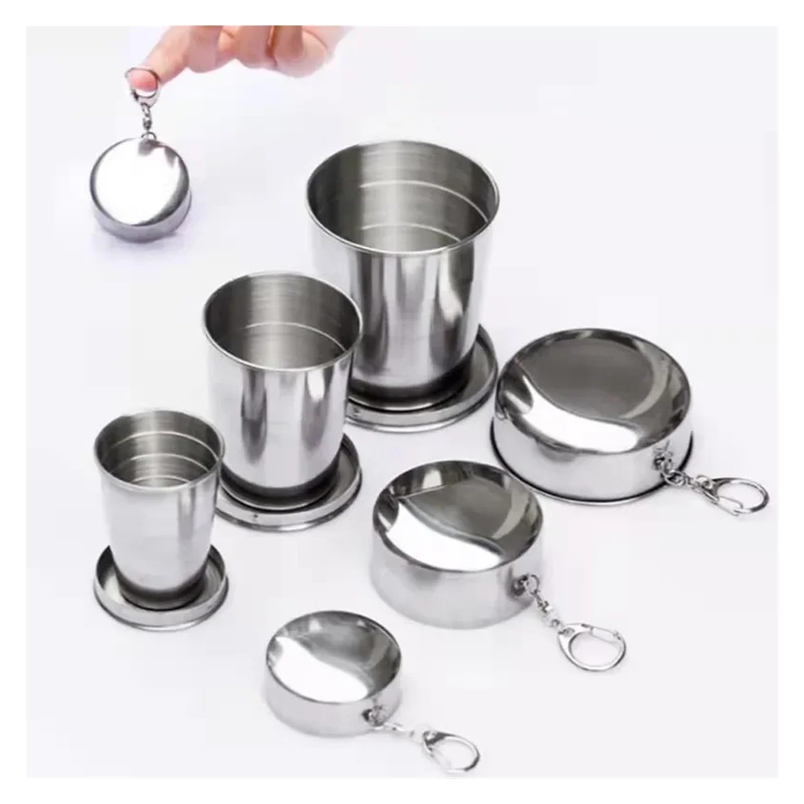 Bicchiere Acciaio Inox Pieghevole Tazza pieghevole in acciaio inossidabile | Set da bere da campeggio portatile for escursionismo all'aperto