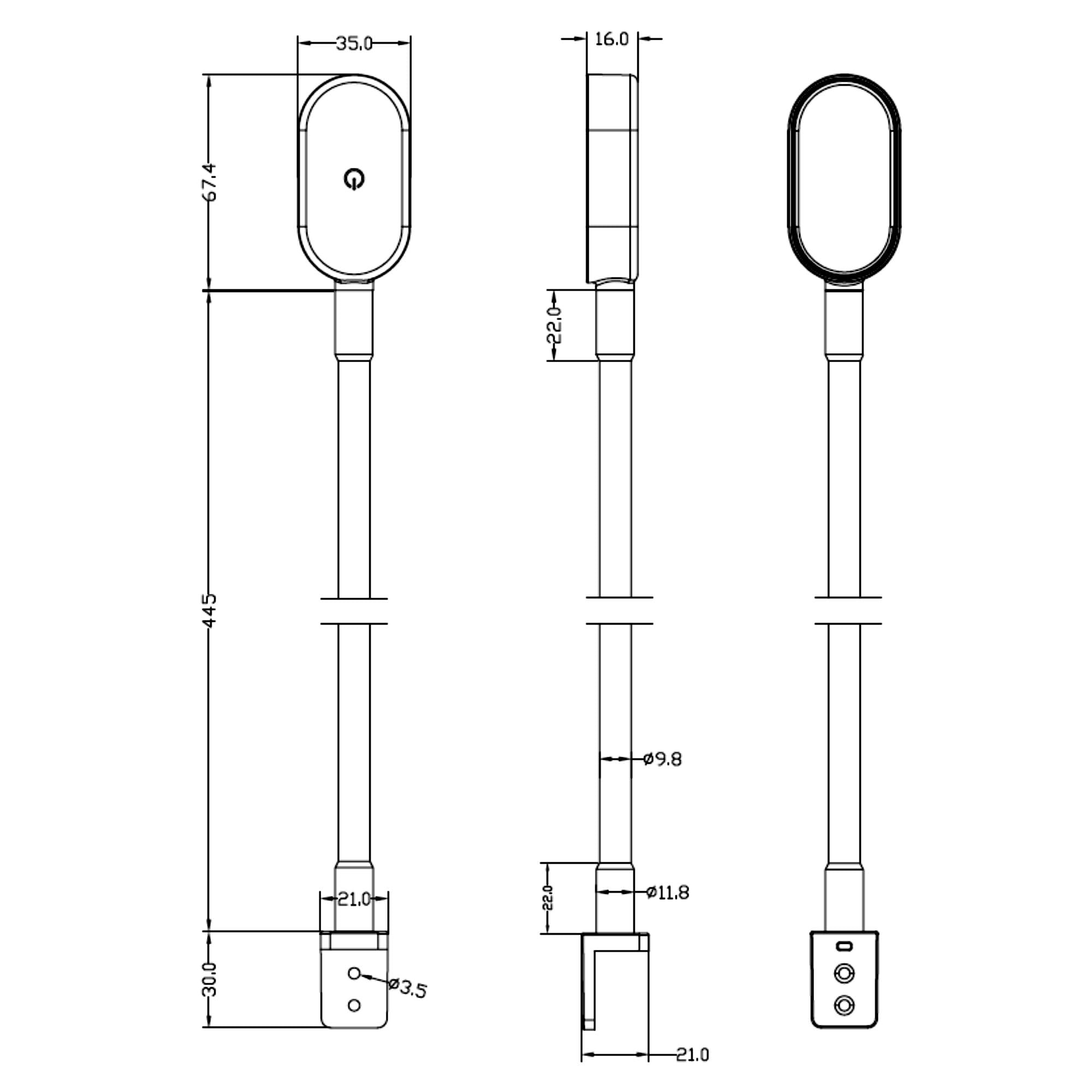 Kalb I Ilios LED lampe de lit/liseuse avec USB-C, montage mural et angulaire, bras flexible, intensité lumineuse variable (2 set noir)