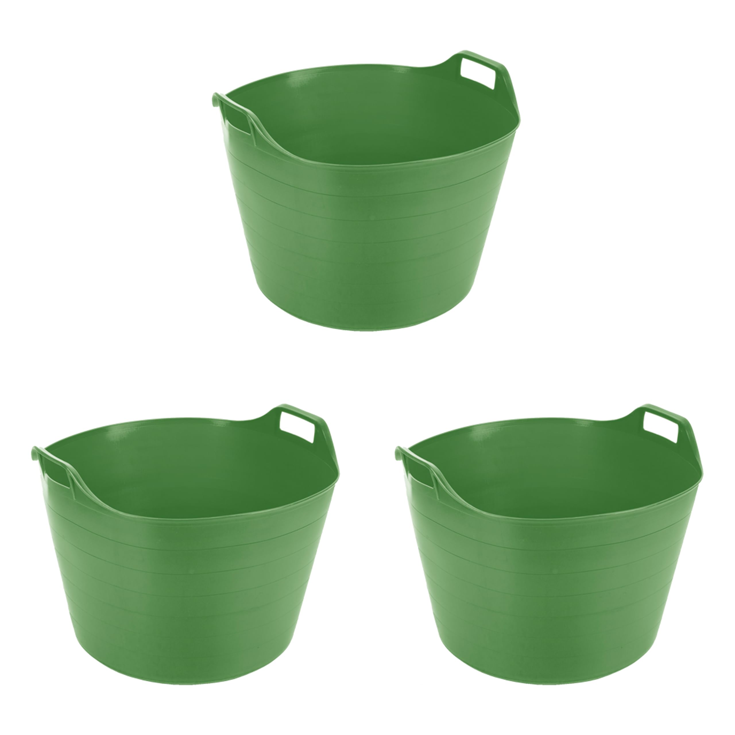 3 x 75L Litre Robust Versatile Multipurpose Extra Large Flexi Tub Garden Home Flexible Plastic Storage Container Bucket Flex Tub- MADE IN UK (Lime Green)