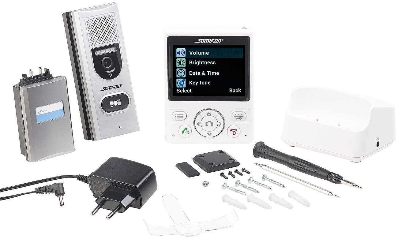 Somikon Türkamera: Funk-Türsprechanlage mit Video-Übertragung; Türöffnungsfunktion; 135° (Funk Türklingel mit Kamera, Türklingel mit Kamera kabellos, LED)