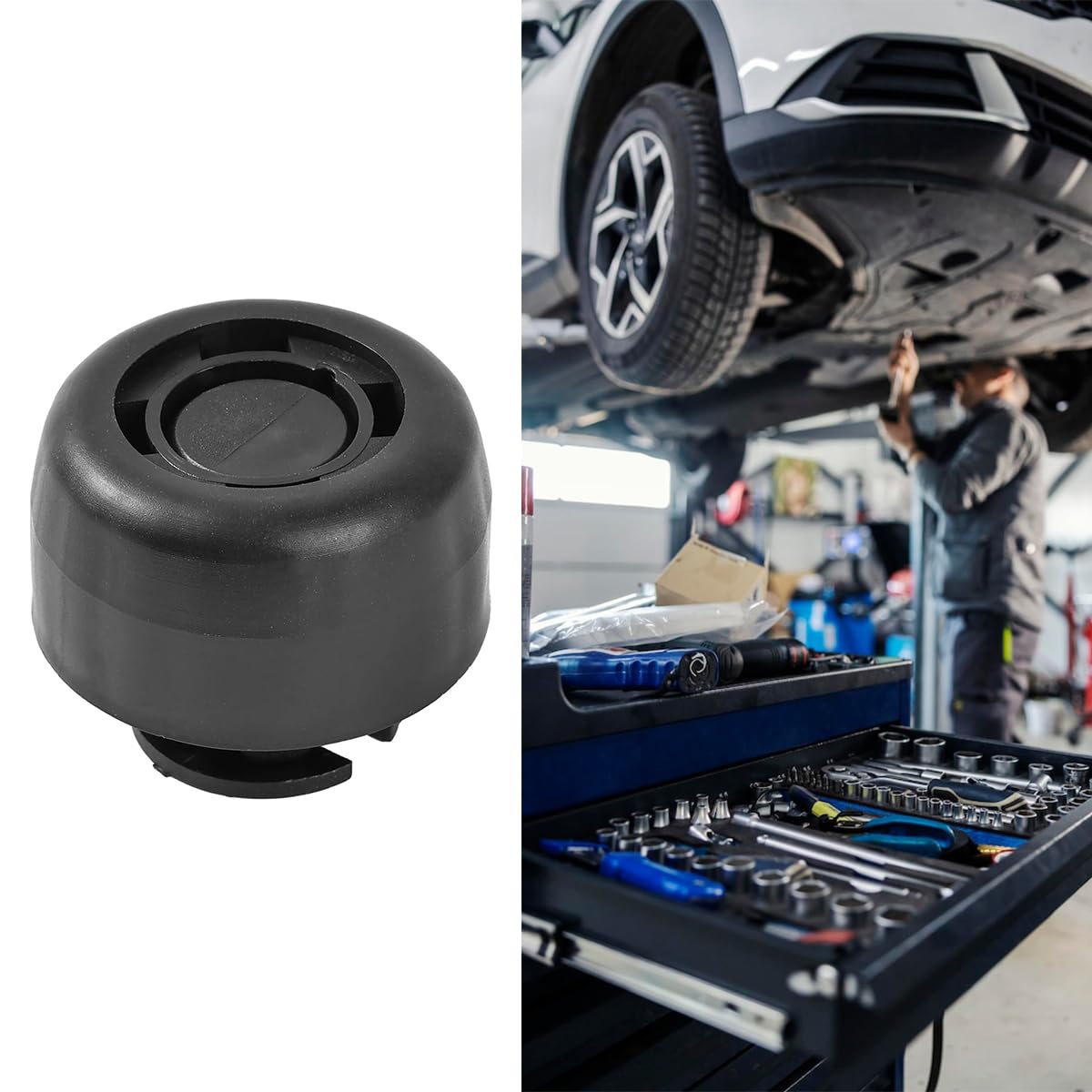 Soporte para Gato de Carretilla Compatible con Vito Viano EQV. Bloques de Goma A6395830046 6395830046. Redondo, Negro.