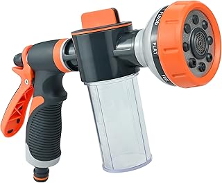 Garden Hose Spray Gun, High Pressure Foam Gun Hose Spray Gun with Soap Dispenser, Car Foam Sprayer Garden Hose Gun for Car Washing Plants Watering Pets Shower
