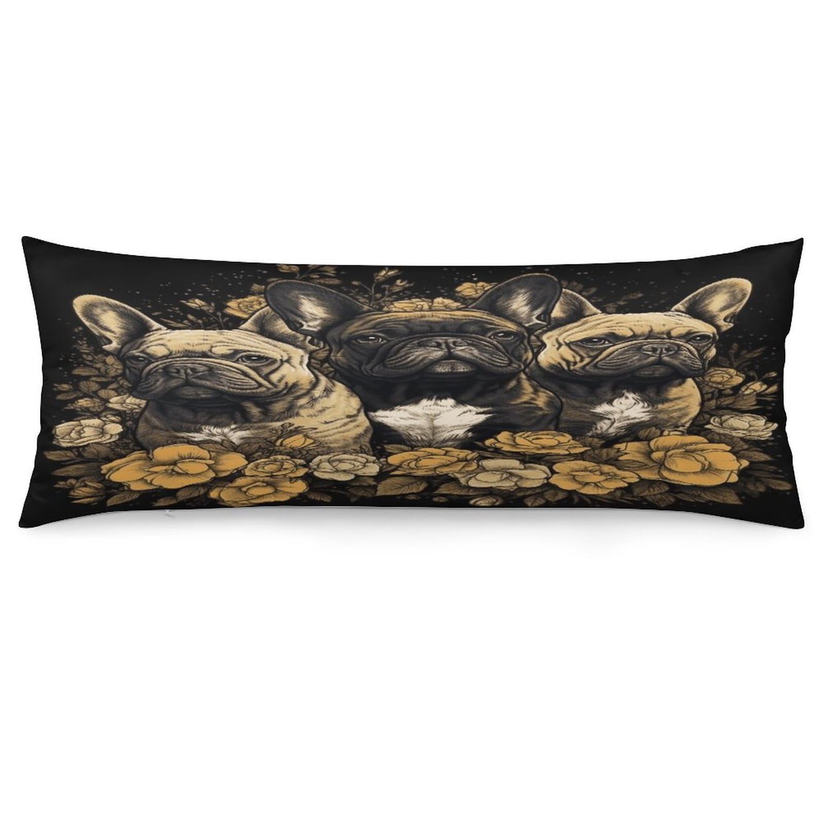 Three French Bulldogs Throw Pillow Cover Soft Pillow Case Decorative Lumbar Pillow Cover Cozy Throw Pillowcase Polyester Rectangular Cushion Case Decor for Couch Sofa Bed
