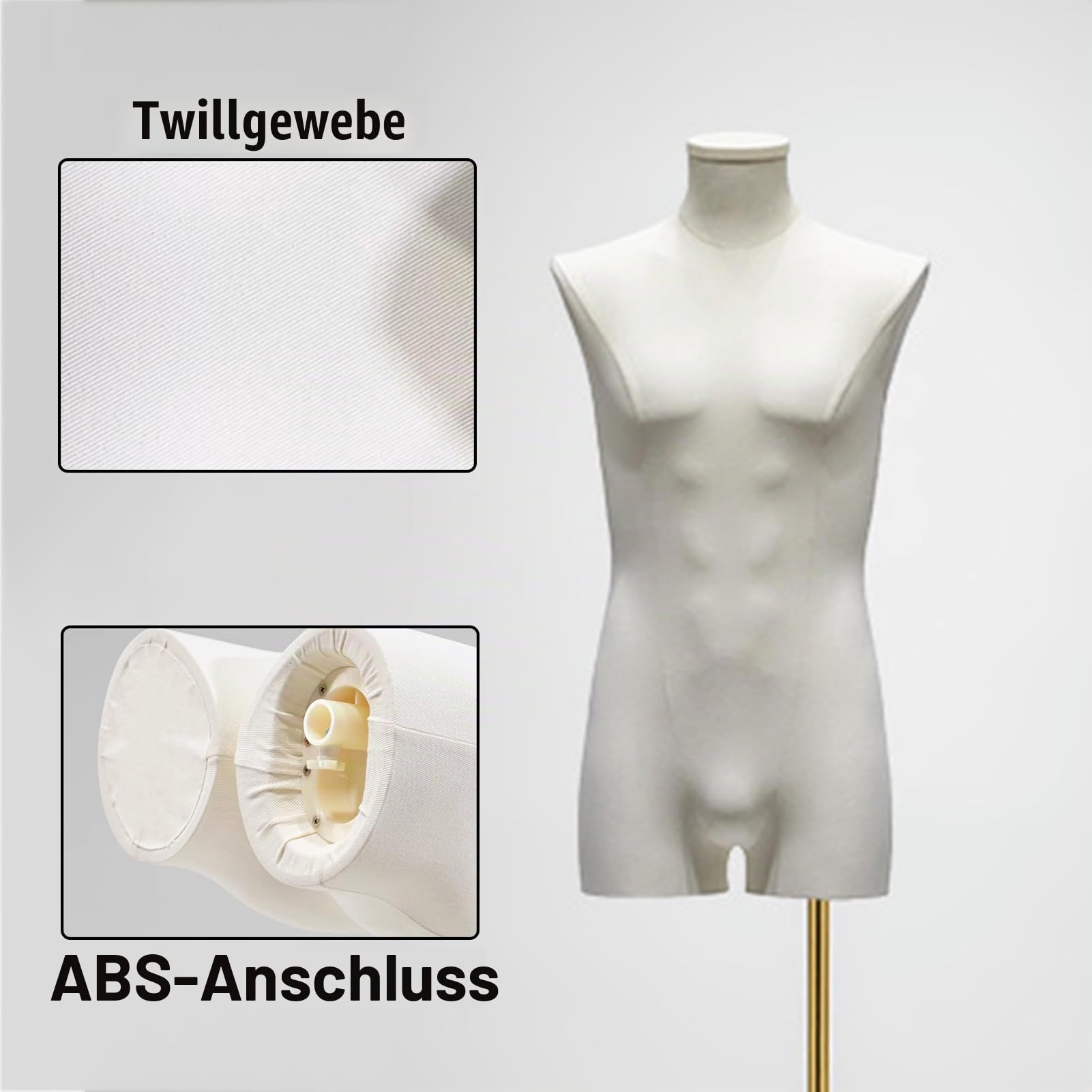 Männliche Schaufensterpuppe, Schneiderpuppe Männlich mit Verstellbare Höhe | Mannequin Torso, Büste Kleiderpuppe Männer Ganzkörper-Kleidung für Maßschneiderei, Modedesign und Herrenbekleidung