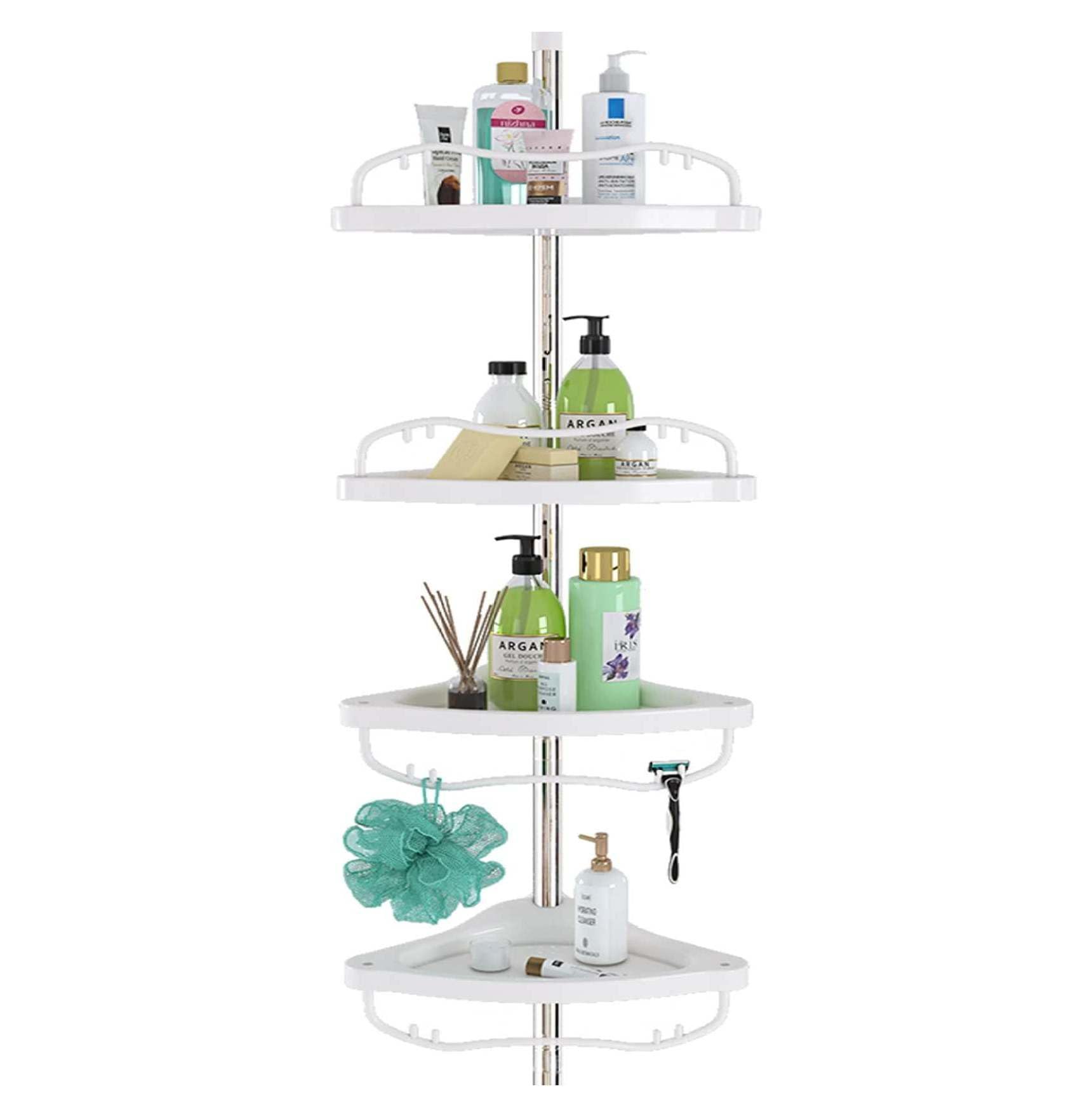 Tension Pole Shower Caddy Corner 56-125 - Rustproof Stainless Steel 4-Tier Adjustable Shower Shelves No Drill Organizer