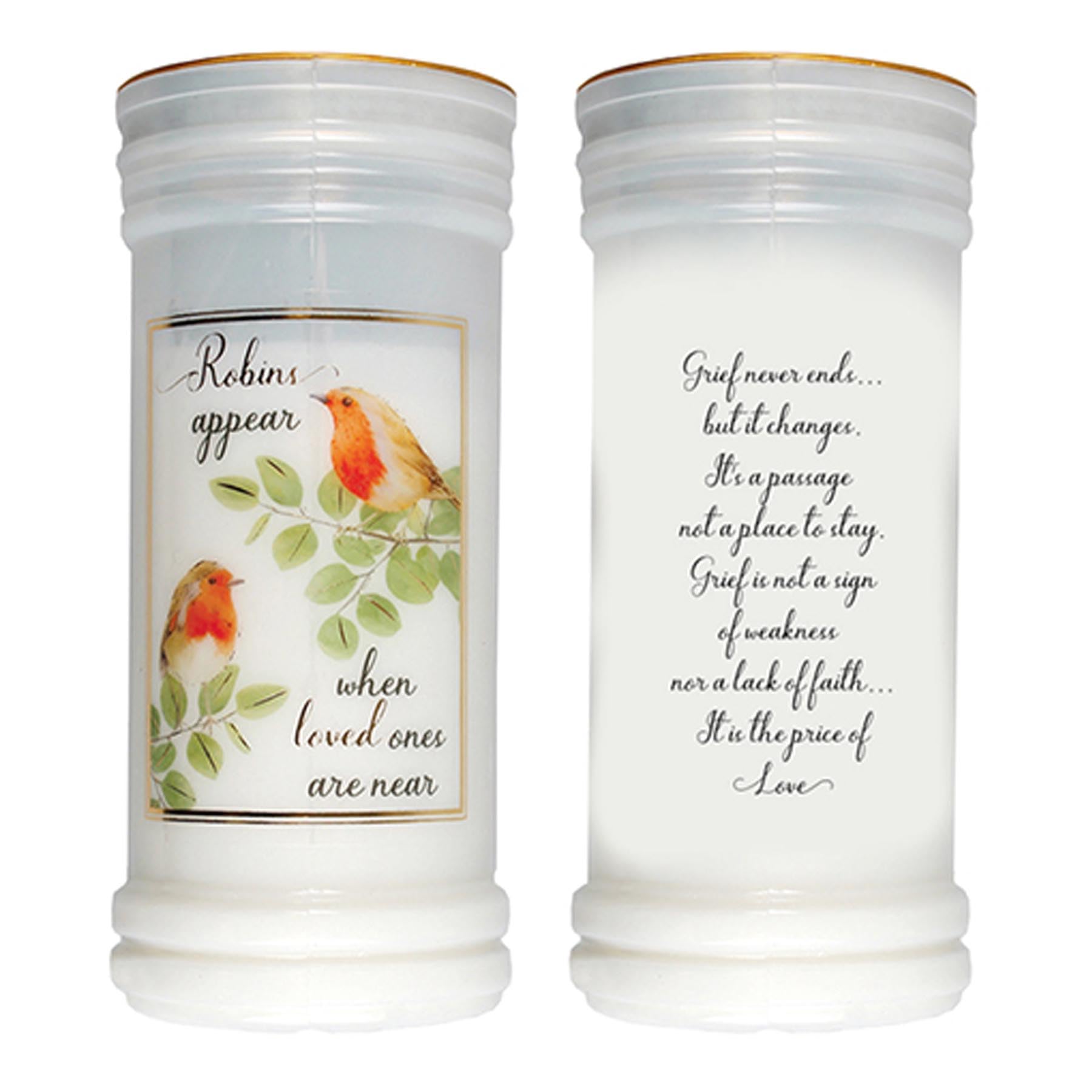 Widdle Gifts White 72 Hour Burn Candle In Holder 15Cm Candle Robins Appear When Loved Ones Are Near 9463