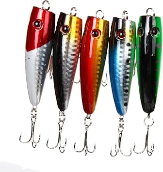 Amazon K Outdoor ハードルアー ジグパラ ポッパー クランクベイト ナマズ 雷魚釣り トップウォーター 3d目 トリプルフック アピール力 7cm 8g K Outdoor ルアー