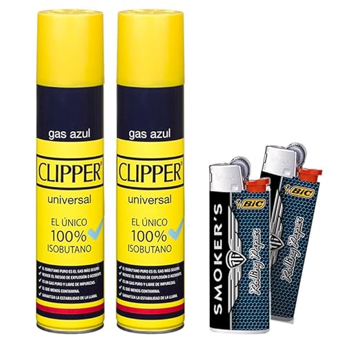 Bsa Pack 2 Botellas De Gas Clipper Azul 300 Ml Para Recargar Mecheros Y Sopletes De Cocina 2 Mecheros De Regalo Bsa Pack 2 Botellas De Gas Clipper Azul 300 Ml Para Recargar Mecheros Y Sopletes De Cocina 2 Mecheros De Regalo