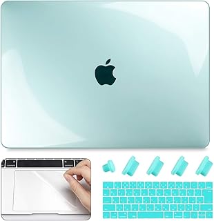 CISOO MacBook Pro 13 touch bar 13インチ ハードケース グリーン 透明 MacBook ケース A1706/A1989/A2159 対応 シェルカバー 薄型 軽量 耐衝撃 日本語キーボードカバー pro 13 JIS配列 トラックパッド フィルム プロテクター 防塵プラグ付き