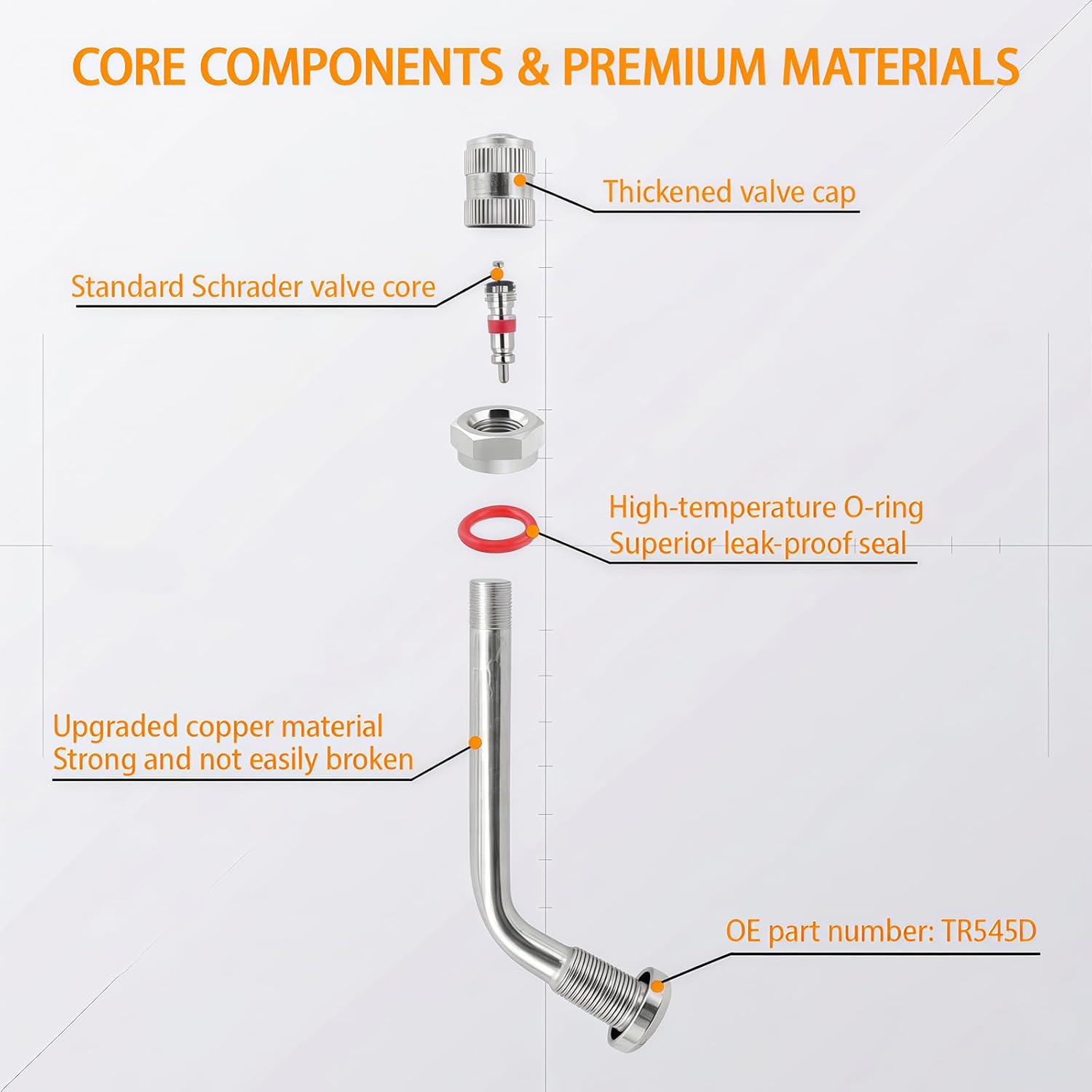 10 Pack TR543E Truck Tire Valve Stems Extension Clamp Heavy Duty 75 Degree Bend Clamp-in Tire Valve Stem Aluminum Wheels Fits 9.7mm Rim Hole Trucks Buses Motorcycle