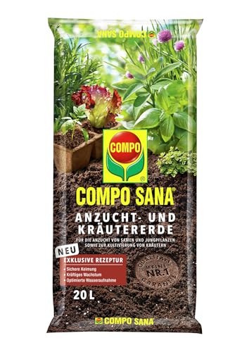 COMPO Anzucht- und Kräutererde 20 L, Anzuchterde...