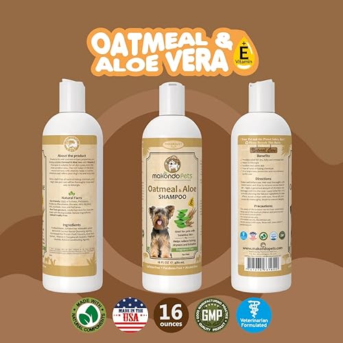 Miniatura 5 de Champú de avena para perros con aloe vera. Champú hipoalergénico para perros para alergias y picazón. Champú ideal para mascotas para su aseo de