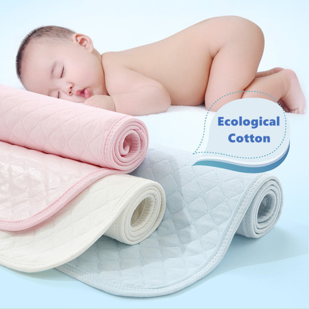 Baby Infant Wasserdicht Matte Wickelauflage Wickelunterlage - Ökologische Baumwolle Atmungsaktiv Waschbar Wiederverwendbare Windel Matte,3 Stück in Paket (60x70 cm (3er Pack))