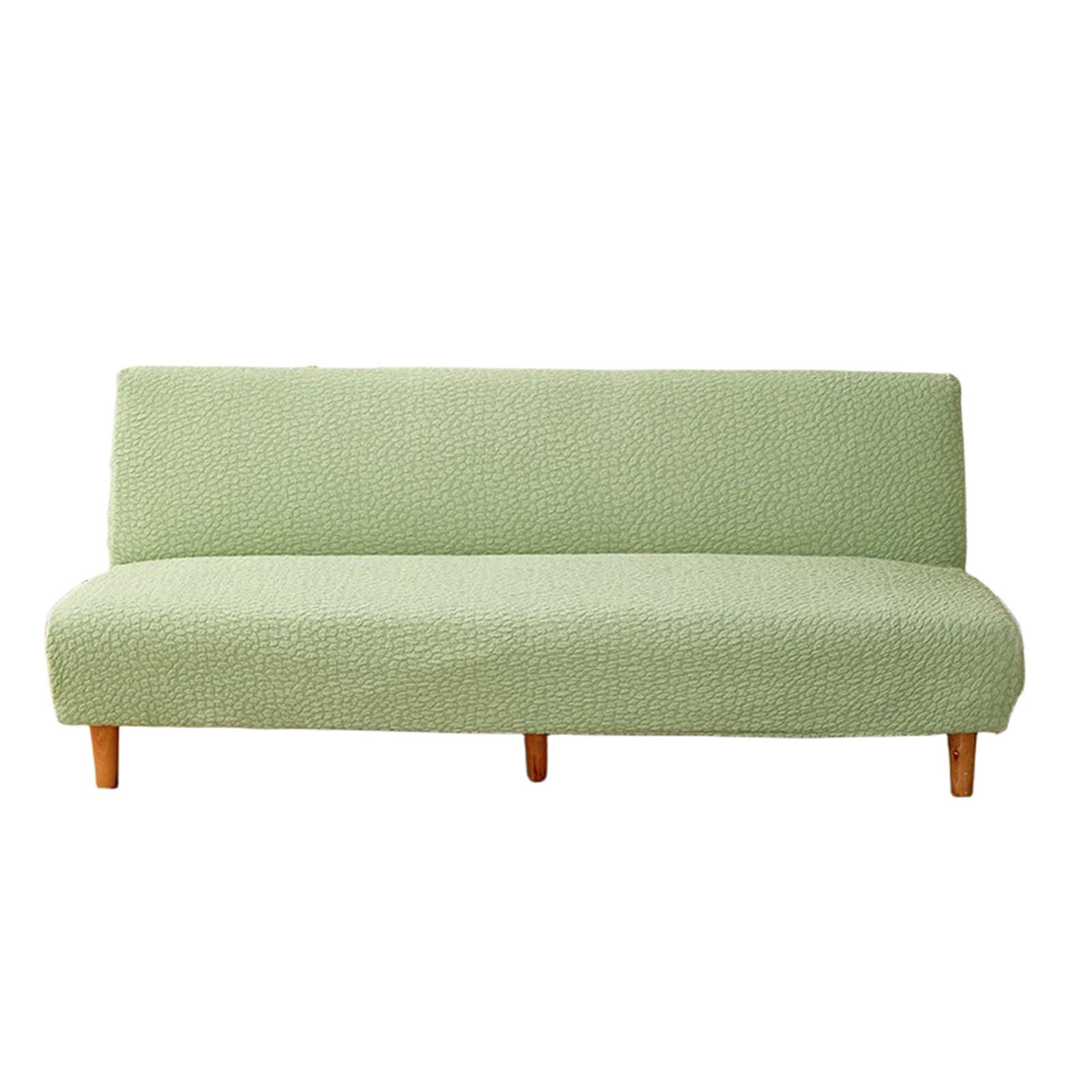 Housse de futon vert uni et extensible pour canapé sans accoudoirs