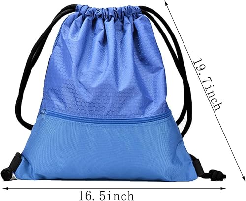 Miniatura 2 de Mochila con cordón, bolsa impermeable con cordón de extracción con bolsillo con cremallera, bolsas de gimnasio con cordón para hombres y mujeres,