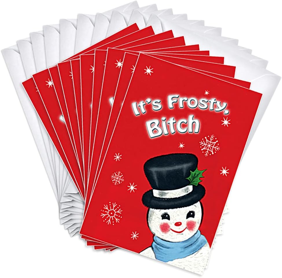 Wright Home & Gift Bitches Block Letters Adult Holiday Humor Greeting Cards | 36 Pack Bulk Set + 36 Envelopes (4x6)