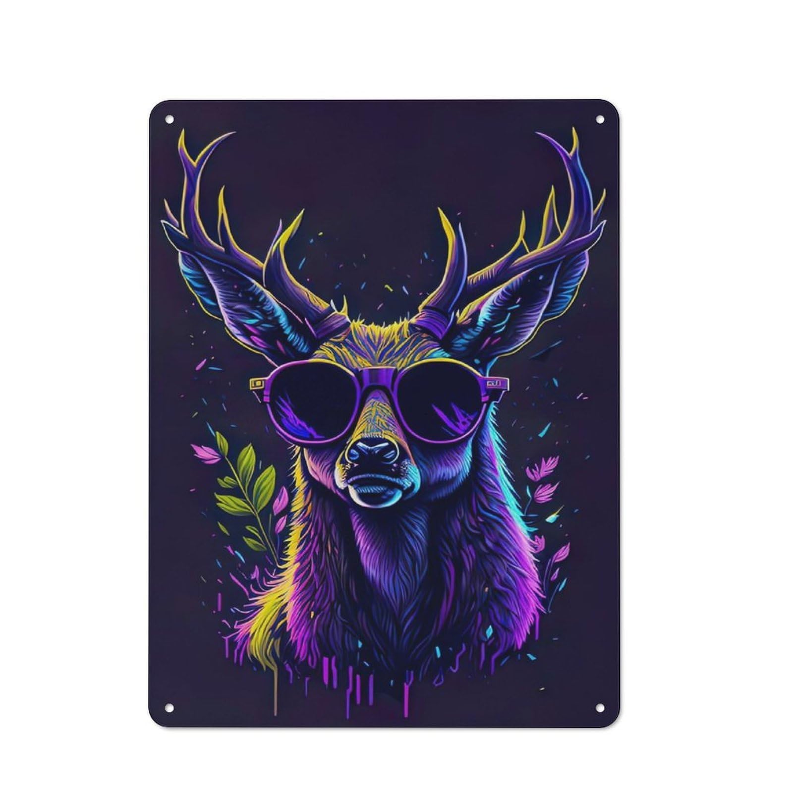Junmoney Cute Whimsical Deer Tin Wall Plaque 40X30cm With For Studio Or Craft Room, Suited To Craft Room Decorators