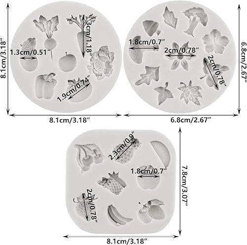 Miniatura 2 de Molde de silicona para frutas y verduras, rábano, tomate, berenjena, col, fondant, fresa, piña, para decoración de pasteles, decoración de cupcakes,