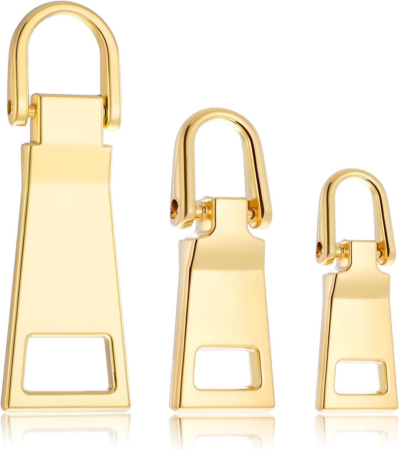 3 Pcs Gold Zipper Pull Replacement Repair Zippers Tab Small/Middle/Large Gold Detachable Metal Zipper Handle for Coats Jackets Handbags Pants Sewing Notions and Supplies Charms