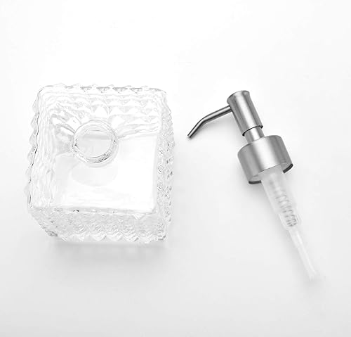 Miniatura 3 de Dispensador de jabón de vidrio, dispensador de jabón de manos con botella de vidrio cuadrada, adecuado para aceites esenciales, lociones, jabones