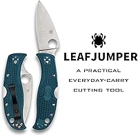 Vista 2 de Spyderco Cuchillos LeafJumper Ligero C262BLK390 Azul FRN y K390 Navaja de bolsillo