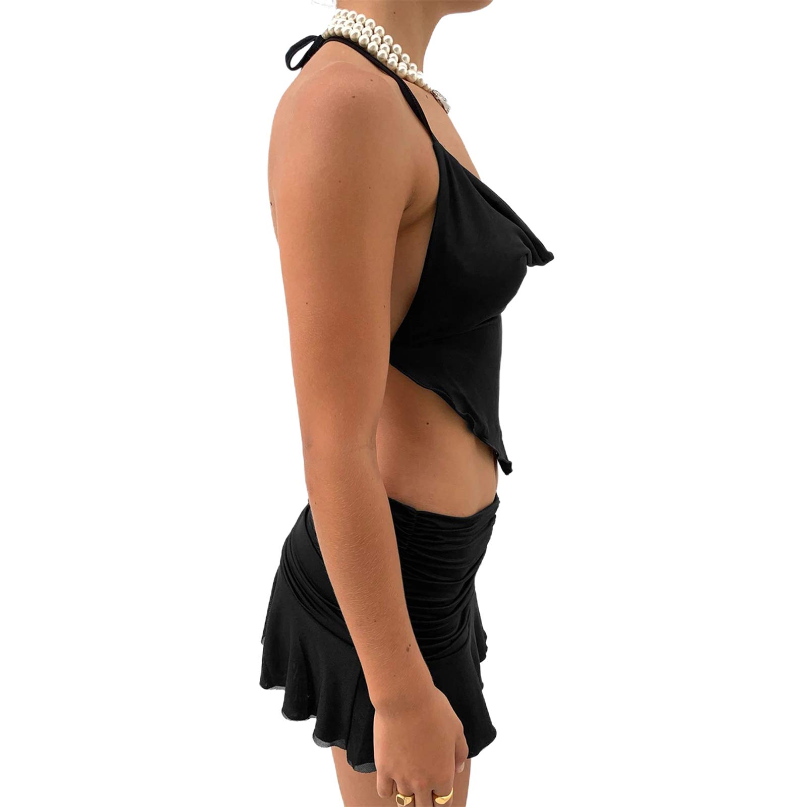 Meiweileya Women Ruched Ruffle Skirt Solid Stretch Pleated Sexy Mini Skirt Tennis Skirt for Girls