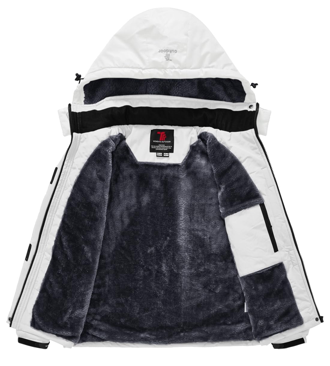 YSENTO Giacca invernale da donna, impermeabile, giacca softshell calda, in pile, con cappuccio rimovibile