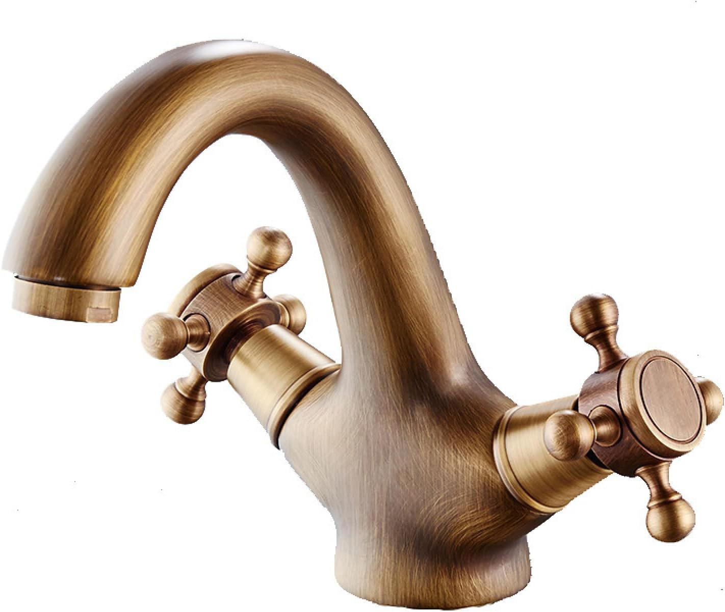 ZYCDP Retro Bathroom Sink Faucet Double Cross Knobs Single Hole ...