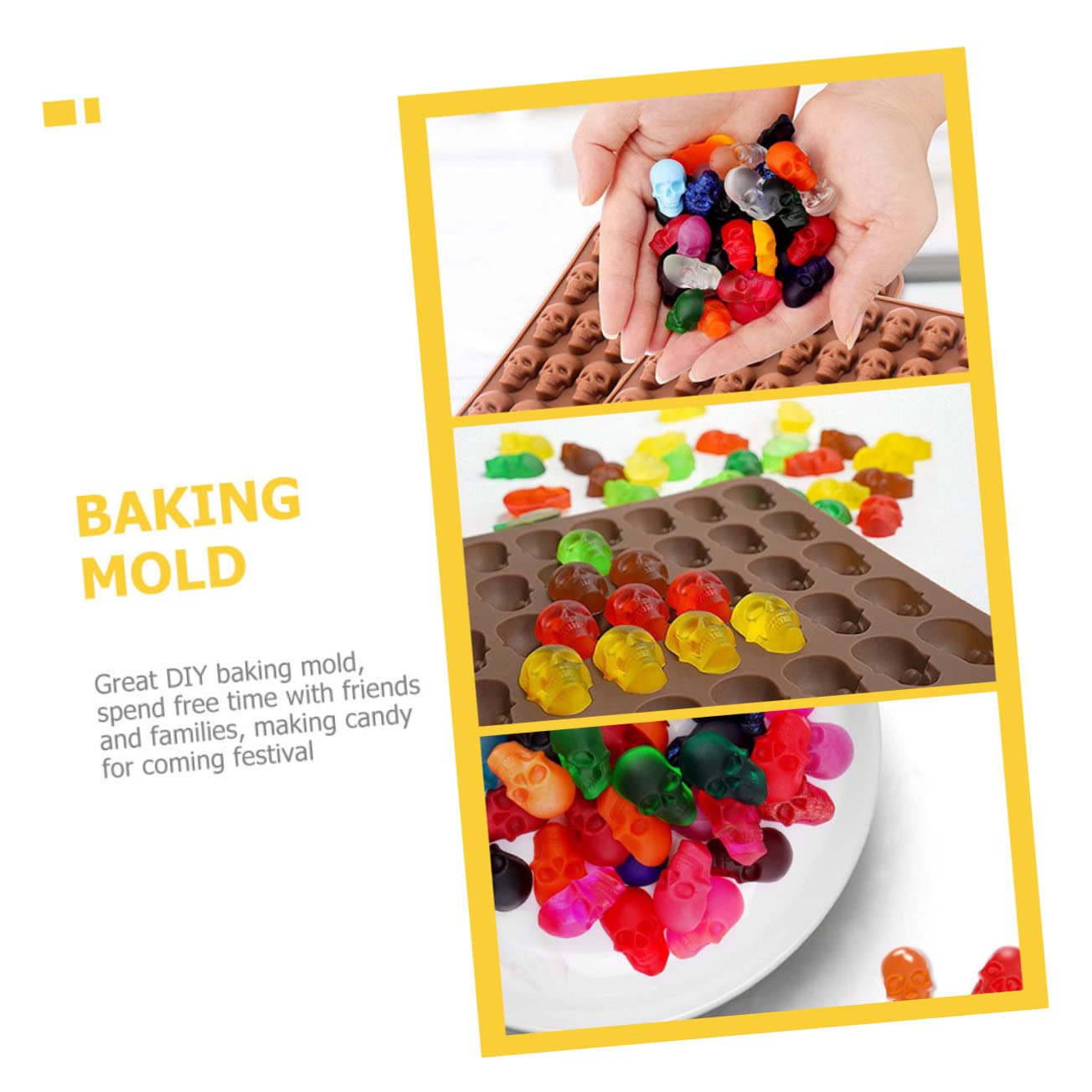 Ciieeo 5 Set stampo del cranio biscotto cioccolato stampo da forno per cioccolato gommoso halloween hallowen arredamento fondente teschio stampini fai da te Gel di silice