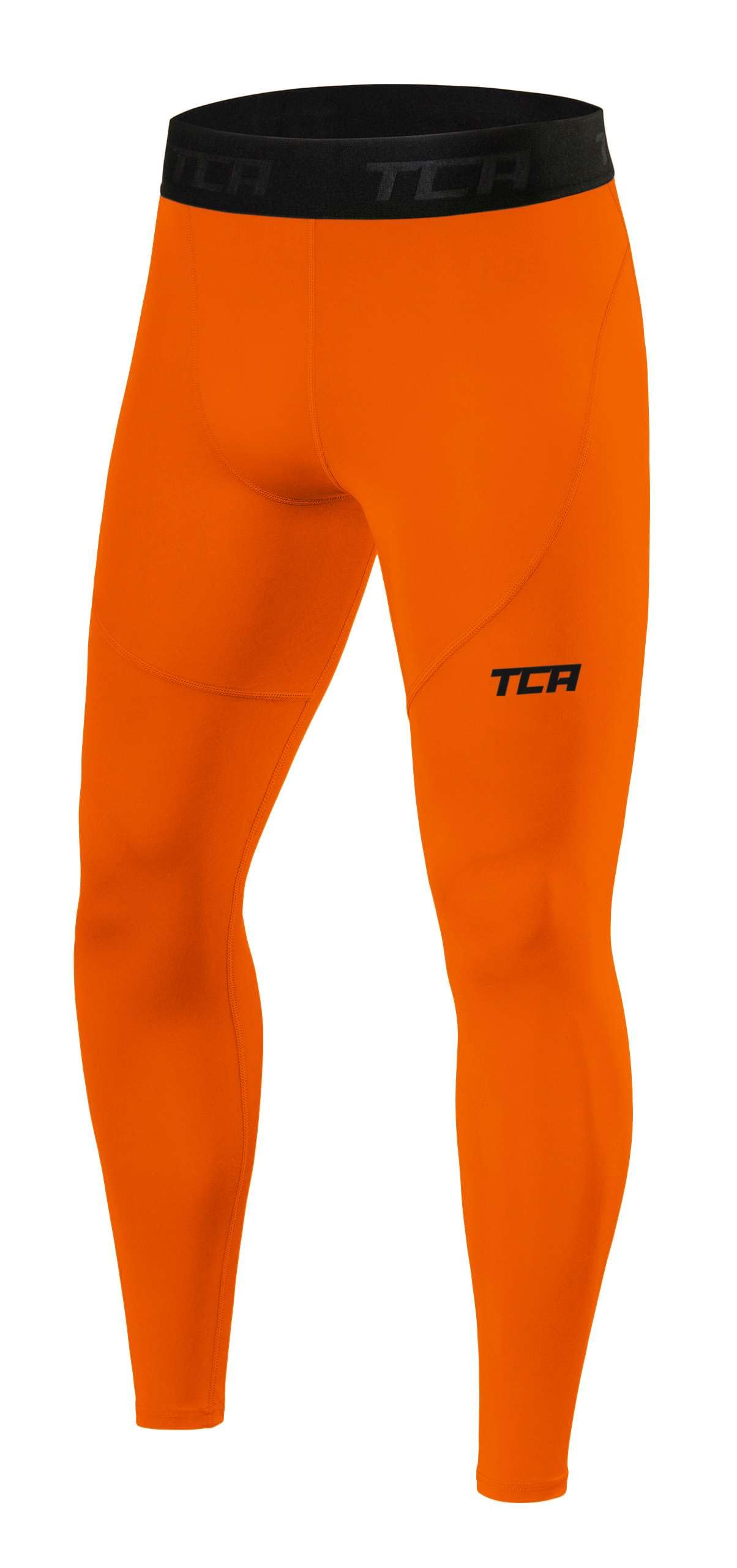 TCA Men Pro Performance Compression Leggings Thermal Base Layer Tights - Orange, XL