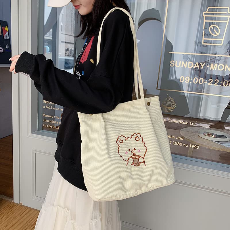 Bolso tote de pana para mujer AWXZOM miniatura 2