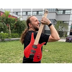 Batking Guitare électrique sans tête, 6 frettes ventilées (rouge) - Les Beatles, Paul McCartney, John Lennon, RIngo Starr, George Harrison Batking Guitare électrique sans tête, 6 frettes ventilées (rouge) – Image 2