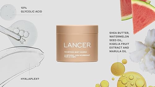 Miniatura 3 de Lancer New Skincare The Method Crema nutritiva corporal con 10% de ácido glicólico, loción corporal antienvejecimiento para piel seca, 8.1 onzas