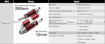 ユニバーサルATVクワッドダート用280mm 7mmスプリングオートバイ用 ユニバーサルATVクワッドダート用280mm 7mmスプリングオートバイ