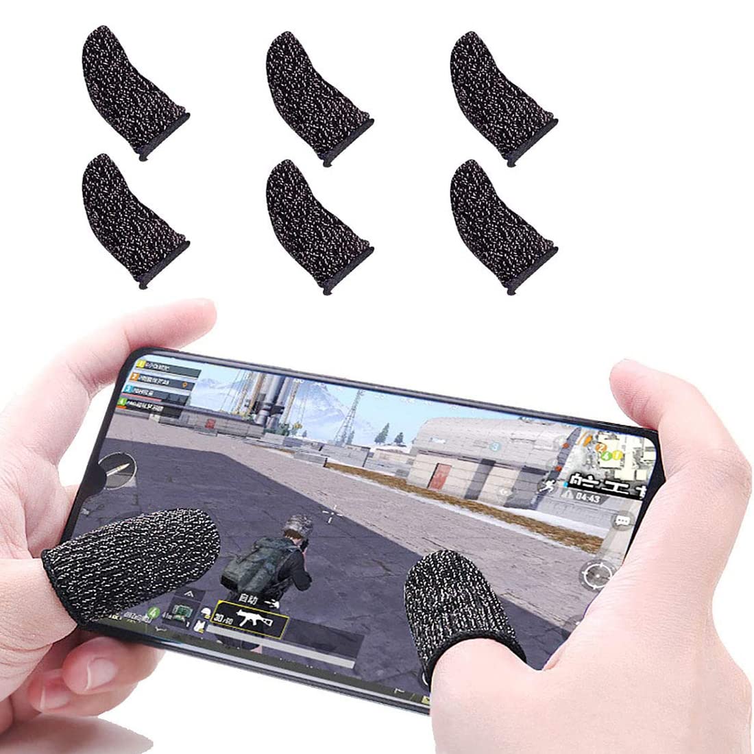 Yu Well Pubg Mobile Game Controllers Finger Sleeve, Breathable Anti-Sweat Soft Touch Screen Finger Sleeve Sensitive Shoot and Aim for Rules of Survival/Knives Out for Android & iOS 6*Black (6 Pack)