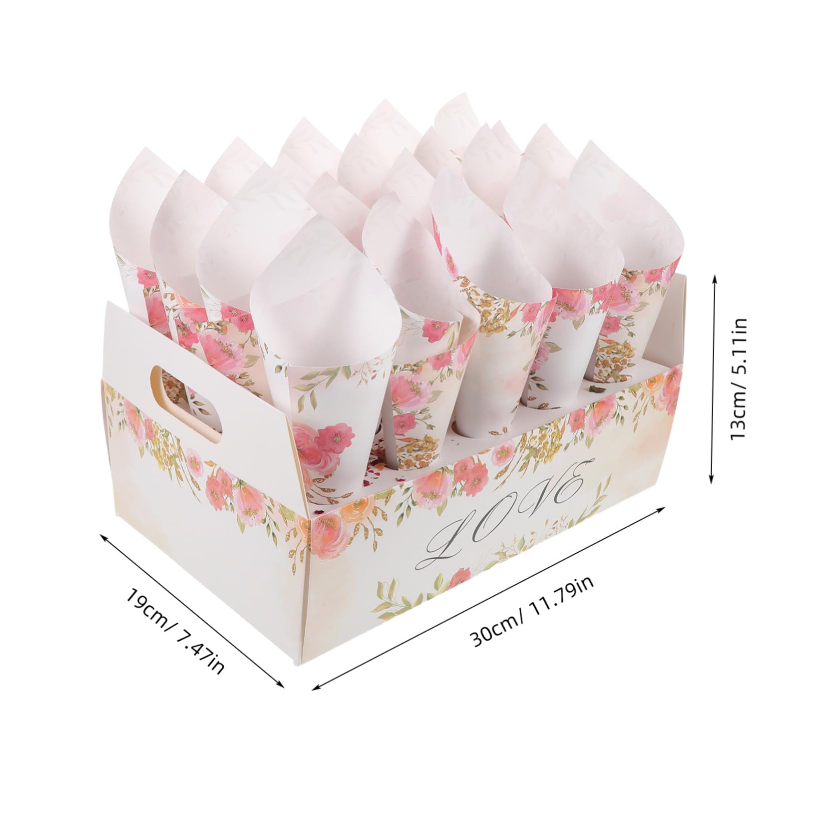 Hochzeitskonfetti Tüten Satz mit Tablett und Kegelhalter für Tischdeko