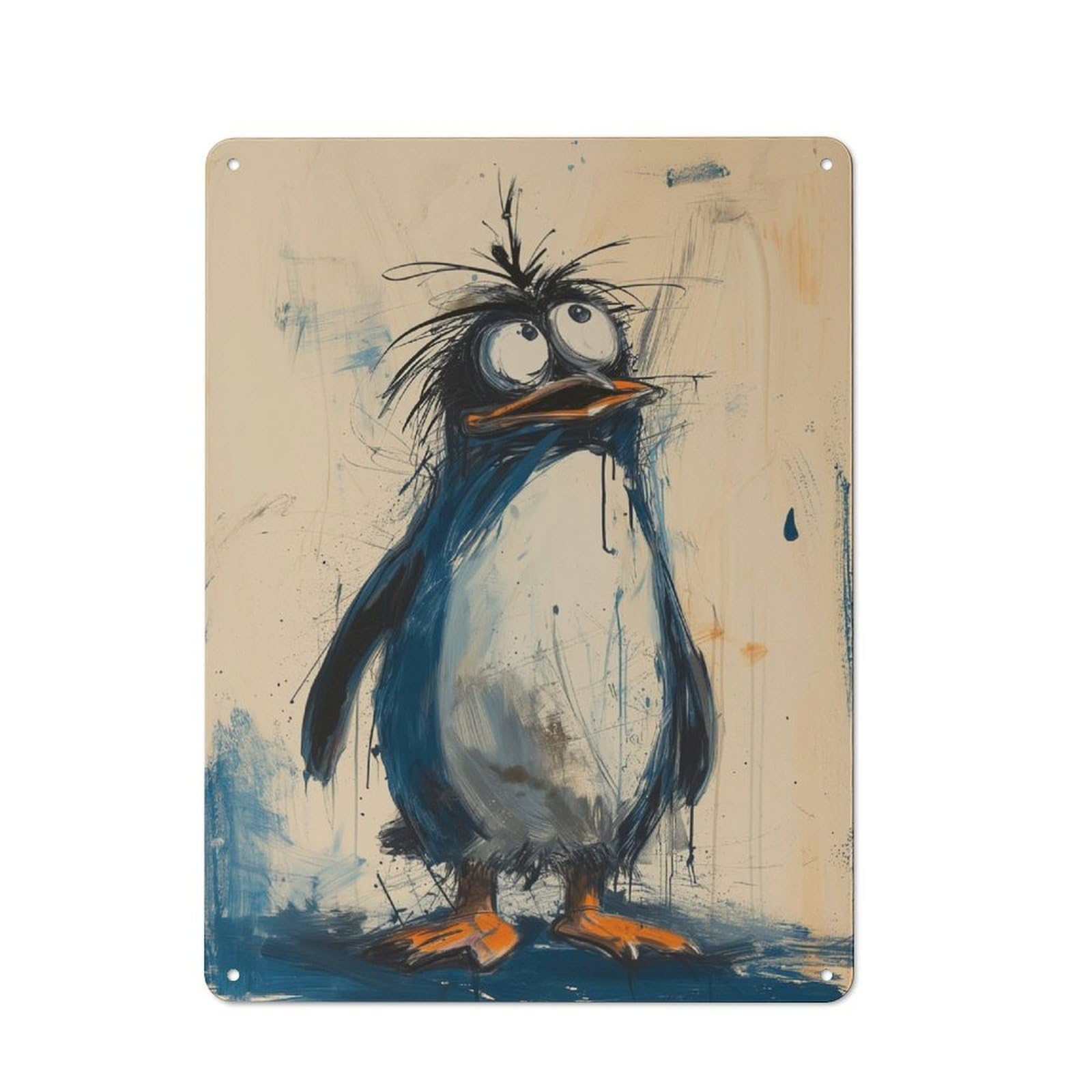 Junmoney Lost Penguin Tin Wall Plaque 40X30cm With For Dining Room Or Kitchen, For Vintage Wall Decor Fans, For Themed Room Decoration