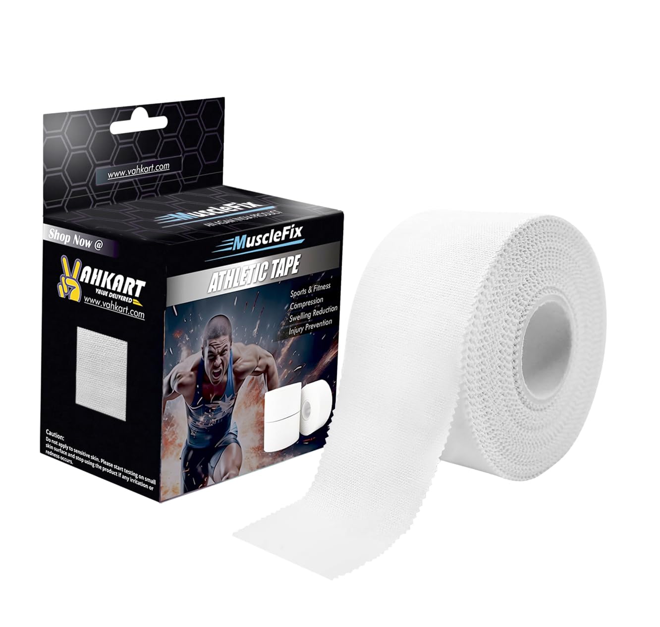 MuscleFix Athletic Tape for Ankle, Wrist & Joint Protection, Easy-tear Breathable Soft Cotton Best Adhesive Medical Tape for Athletes & Trainers (White, 5 cm * 13.7 m)-image-46