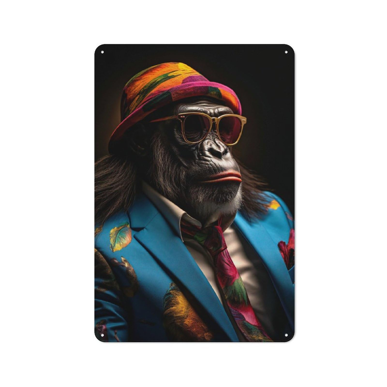 Junmoney Monkey Business Retro Tin Wall Plaque 30X20cm Featuring For Garage Wall, For Vintage Wall Decor Fans, For Themed Room Decoration