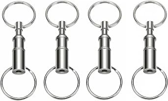 Quick Release Detachable Pull Apart Keychain Key Rings Clip Double Spring Split Snap Seperate Lock Holder Silver