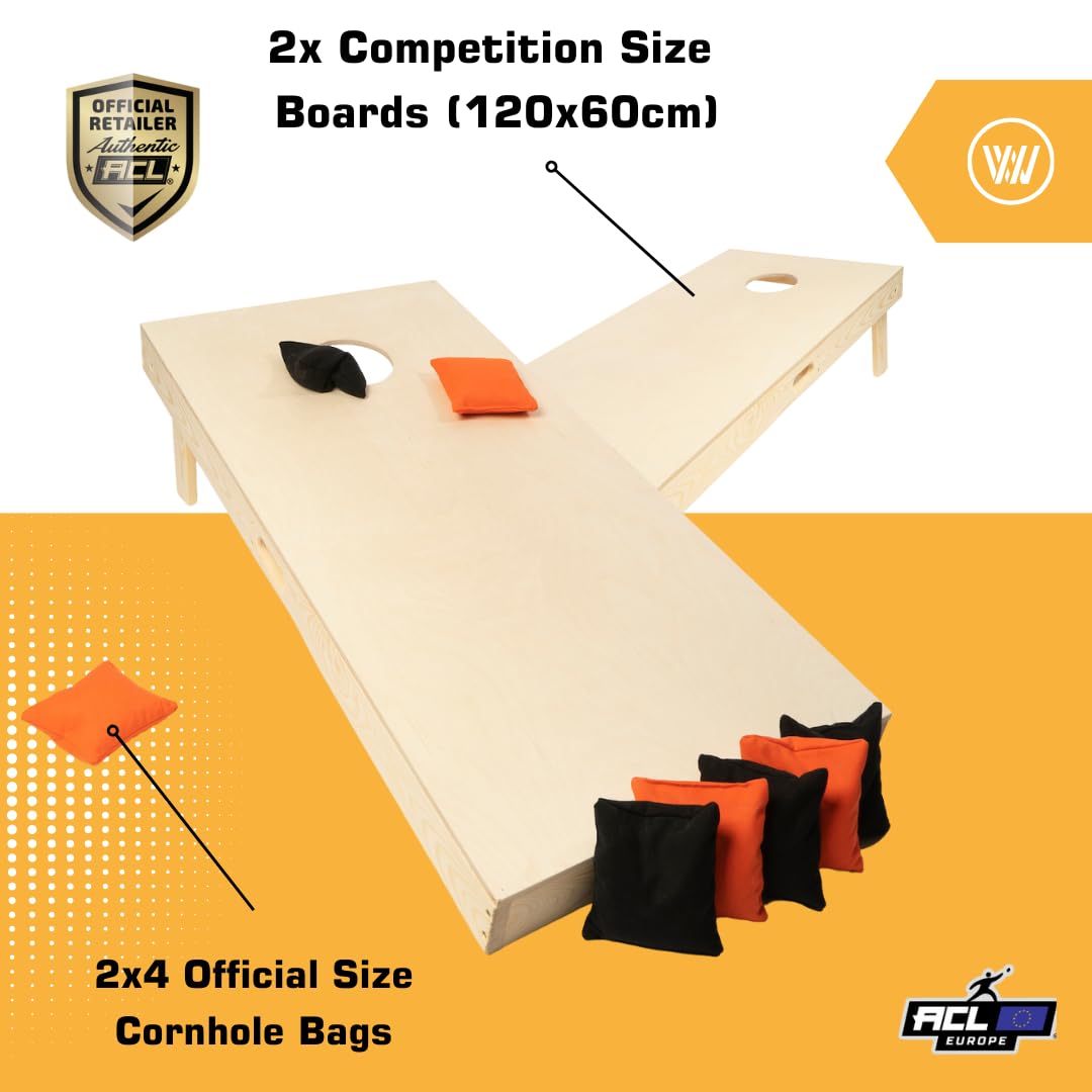 Set de Cornhole Wicked Wood 120x60 cm ACL Officiel 8 Sacs Extérieur